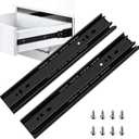 8 Inch Drawer Slide, YAOBVIS 1 Pair Heavy Duty Full Extension Ball Bearing Drawer Runners, Smooth Side Mount Cabinet Rails for Kitchen, Bathroom, Garage and Tool Cabinets