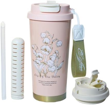 16 oz Insulated Tumblers with Lid and Straw, Large Capacity Double Wall Vacuum Stainless Steel Travel Mug, Coffee Cup for Iced and Hot Drinks, Leak Proof, Durable, and Portable