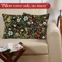 Vintage Floral Throw Pillow Covers, Dark Cottagecore Wildflower Botanical Decorative Pillowcases Cushion Cases for Home Living Room Bedroom Decor, 18x18 Pillow Covers Set of 2