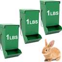 3 Packs Hay Feeder Rabbit, Metal Small Animal Feeder with Lid & Mesh Bottom, 3.1 Inch 1 LBS Capacity, Gravity Food Dispenser for Guinea Pigs Chinchillas, Cage or Outdoor Use, Green