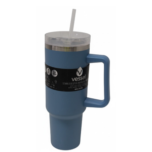 FF VESSEL SS TUMBLER W/HANDLE 40 OZ BLUE