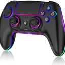 MYSTILUCK Wireless Pro Controller for PS5/Pro/PC/MAC/Mobile/Steam Deck, Gamepad with 7 Color RGB Lighting/Hall Effect Joystick&Trigger/Turbo/Programmable/Headset Jack/Dual Vibration/1500 mAh Battery (Black)