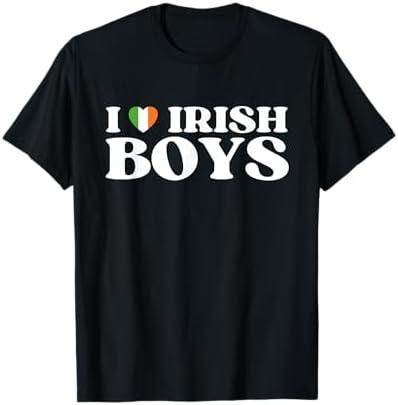 Funny I Love Irish Boys I Red Heart British Boys Ireland T-Shirt, Size S, Black