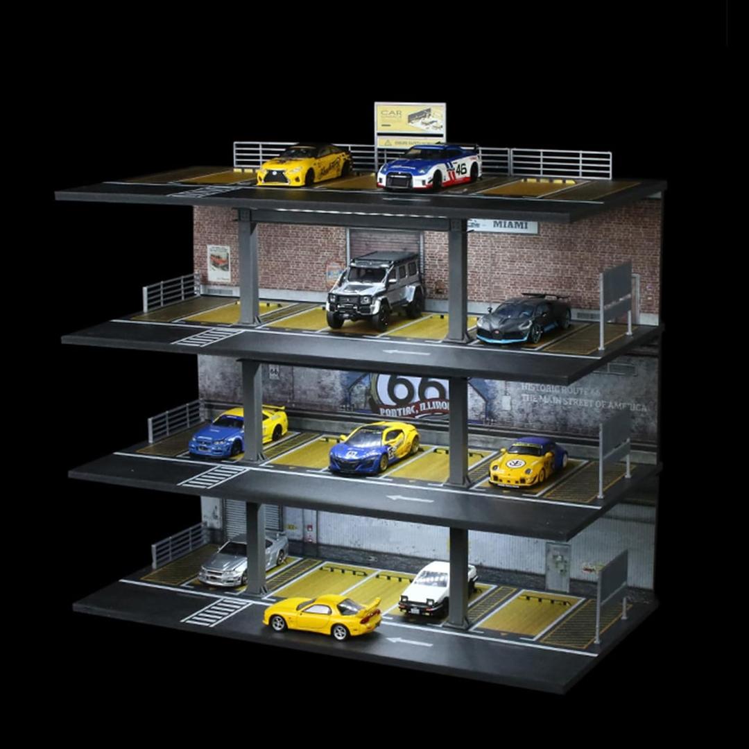 1/64 Scale Die-cast Model Car Display Case Organizer - Parking Garage Diorama Compatible with Hot Wheels Matchbox Mini GT,for Toy Car Display and Storage 20 Parking Spaces (Mix)