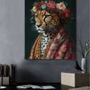Leopard Portrait Canvas Wall Art Modern Leopard Print Poster Framed Painting Artwork for Home Living Room Bedroom Office Wall Decor 11x15 Inch (Animal-2)