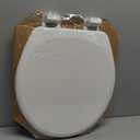 Mayfair Linden Slow Close Toilet Seat, Non Slip Heavy Duty Wood, Easy Install, Round, White
