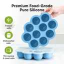 KeaBabies Silicone Food Freezer Trays with Lid, 2oz x 10 Pods Baby Food Storage Containers, Easy Puree Meal Prep, Breast Milk Silicone Freezer Molds, Dishwasher, Microwave Safe, BPA-Free (Misty Blue)