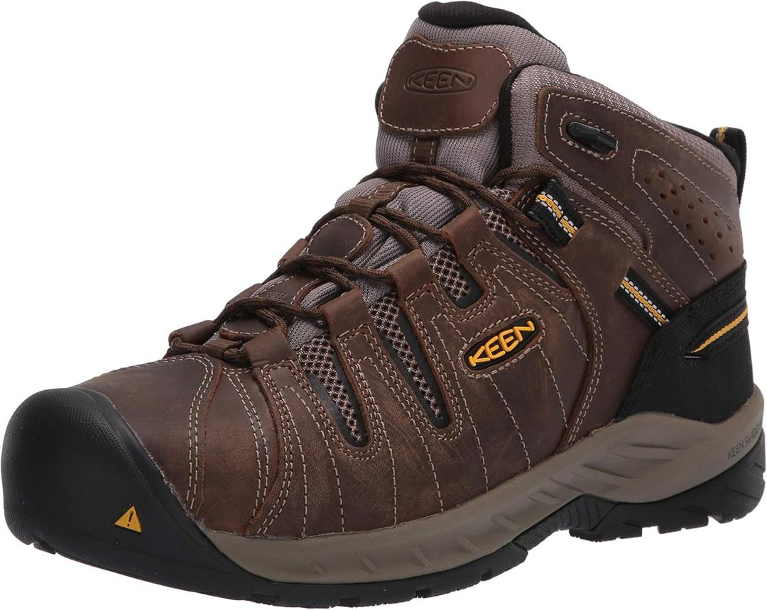 KEEN Utility Men's Flint 2 Mid Height Steel Toe Work Boots (9 Wide, Cascade Brown/Golden Rod)