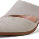 Syktkmx Women's Cutout Backless Mules Slip On Closed Toe Chunky Stacked Heeled Sandals (5.5, Grey)