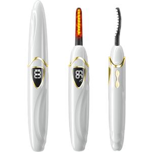 Heated Eyelash Curler, Heated Lash Curler, Accurate Temperature Control Electric Eyelash Curler Heated - Intelligent Power Off, Natural Makeup (Whisper White/Gold, S600-148MM)