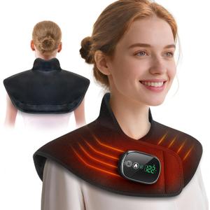 Heating Pad for Neck and Shoulders, Large Weighted Neck Heating Pad with 5 Heat Settings & 4 Auto-Off Timers, Fast Heating Electric Neck Warmer for Pain Relief(Black)