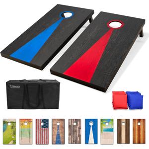 GoSports 4 x 2 ft Regulation Size Wood Cornhole Boards - 10 Vintage Wood Designs (Choose Your Style)