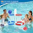 Double Pool Basketball Hoop with Backboard &Ring Toss Game, 2-in-1 Floating Pool Toy with 4 Balls 8 Rings&Pump,2 Player Games Summer Activities for Kids 5-8 8-12& Adult,Outdoor Swimming Party Gifts