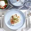 KINGSTONE 12-Piece Bone China Dinnerware Set for 4, Lightweight Porcelain Round Plates and Bowls Set, Durable Scratch Resistant Ceramic Dinner Set, Microwave & Dishwasher Safe, Misty Blue