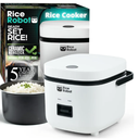 Rice Robot Personal Rice Cooker, PFAS-free, Nonstick. 1 Quart Capacity, with Stainless Steel Steamer Tray, Measuring Cups, Recipe Book with 60 Recipes, and Serving Spoon, As Seen On TV