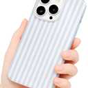 2 x Compatible with iPhone 13 Pro Case, with Aesthetics Striped Design Case for Women Girl, Cute Fashion Simple Soft TPU Slim Protection Phone Case for iPhone 13 Pro 6.1'' - Light Blue & White
