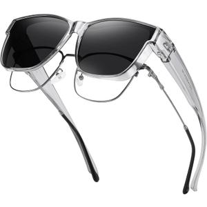 GEGURI Polarized Sunglasses Fit Over Glasses for Men Women, Oversized Square Sun Glasses UV400 Protection Shades