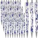 MotiMind 30 Pcs Wedding Favors Blue Floral Ballpoint Pens Favors for Guest Bulk Vintage Something Blue Before I Do Chinoiserie Retractable Pen for Tea Bridal Baby Shower