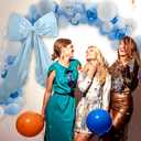 Giant Blue Bow Wall Decor - 24x48 Inch Large Ribbon Garland for Christmas Tree Topper, Wedding Backdrop, Birthday Party, Elegant Coquette Room Decoration
