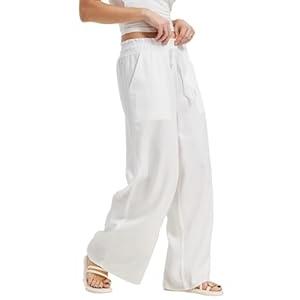 KYAL Womens Summer Palazzo Pants High Waist Wide Leg Lounge Trousers Lightweight Drawstring Elastic Waist Loose (X-Small, Kyal-20240051-denim)