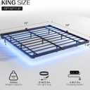 OLEVS King Size Floating Bed Frame, Metal Platform, with LED Light and Charging Station, No Box Spring Needed, Noise-Free, Easy Assembly