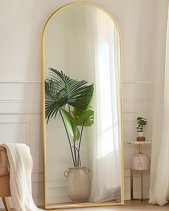 Antok Full Length Mirror, 58"x18" Floor Mirror with Stand, Hanging Mounted Mirrors for Bedroom, Living Room, Cloakroom, Dining Room, Gold, Arched Antok Full Length Mirror, 58"x18" Floor Mirror with Stand, Hanging Mounted Mirrors for Bedroom, Living Room, Cloakroom, Dining Room, Gold, Arched