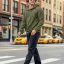 Vssjavun Mens Pullover Hoodie Casual Textured Long Sleeve Half Button Hooded Sweatshirt Army Green (Green, XL)
