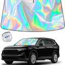 KDM Laser Silver Style Windshield Sun Shade Fit for 2023 2024 2025 Honda CR-V,Foldable Front Reflective Windows Sunshade Visor Protector Blocks UV Rays Heat