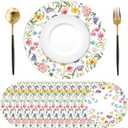 Tarklanda 50 Pcs Floral Placemats Disposable 13.4 Inch Round Paper Placemat Spring Wildflower Decorative Table Mats for Kitchen Dinner Wedding Anniversary Bridal Shower Birthday Party Supplies