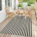 LEEVAN Black and White Outdoor Rug 4x6 ft, Cotton Farmhouse Striped Porch Rugs Hand-Woven Front Door Mat Modern Patio Rug Washable Indoor/Outdoor Area Rugs for Living Room Bedroom Balcony Backyard