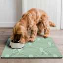 Dog Food Mats for Floors Absorbent, Pet Cat Food Mat - Quick Dry Dog Mat for Food and Water Boho Pet Supplies (M(16"24"), 01-Green)