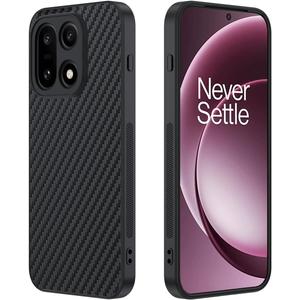 for OnePlus 15 5G Case: Slim Thin Carbon Fiber Classic Design PU Leather Covered Soft Hybrid Bumper Lightweight Anti Fingerprint Shockproof Protective Cell Phone Cover 1+ 15 (Black)