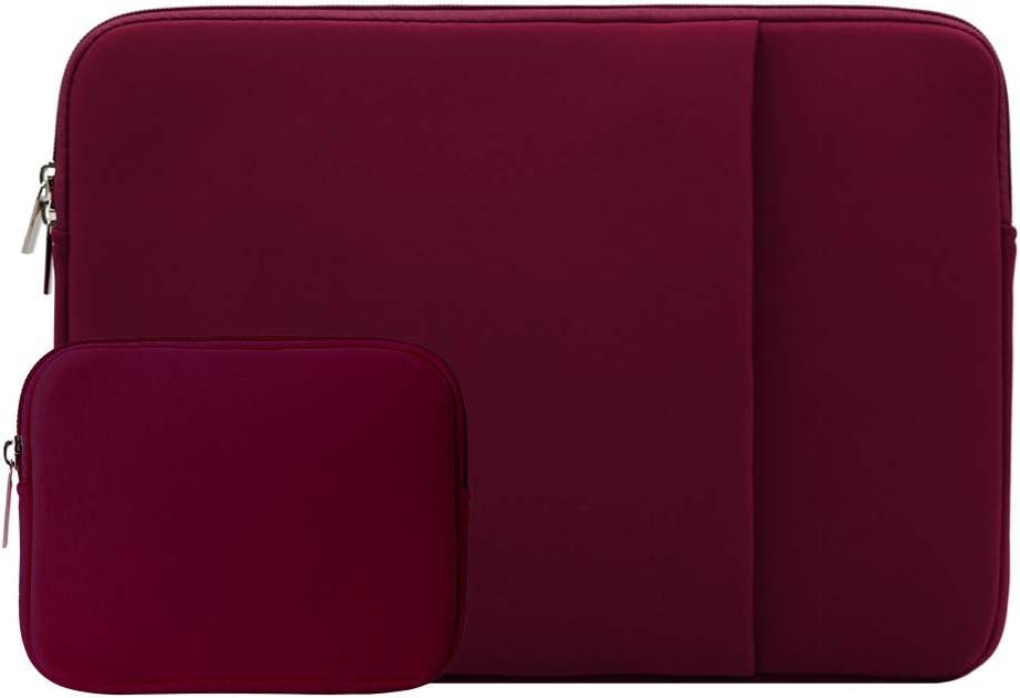 RAINYEAR 14 Inch Laptop Sleeve Case Protective Soft Padded Zipper Cover Carrying Computer Bag with Front Pocket & Accessories Pouch, Compatible with 14" Notebook Chromebook Tablet Ultrabook (Red)