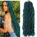 6 Packs Soft Locs Crochet Hair Pre Looped Faux Locs Crochet Braids Goddess Locs Dreadlocs Synthetic Hair For Black Women (M1B/DGREEN, 24 Inch (Pack of 6))