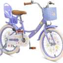 Bixike Girls Bike with Basket for Toddlers and Kids Aged 3-14 Years Old, 12 14 16 18 Inch with Training Wheels & Doll Seat, 20 Inch with Kickstand & Rear Rack, Princess Style Bicycle for Gift.