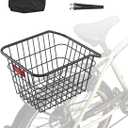 VEVOR Rear Bike Basket, Metal Wire Bicycle Basket with Reflective Tail Light & Waterproof Cover, Durable Bike Back Basket, Fits to Most Rear Bike Racks