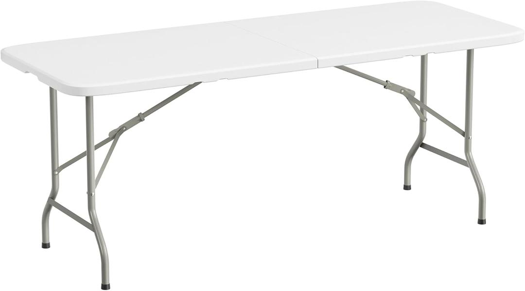 Elevon Folding Table, 8 Feet Heavy Duty Fold-in-Half Utility Table Indoor Outdoor for Camping, Picnic, Party