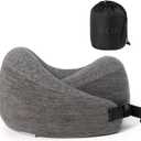 JSELF Travel Pillow, Memory Foam Travel Neck Pillow for Airplanes, Double Support to The Neck, Head, and Chin, 360 Ergonomic Design Full Neck Surround Pillow for Office, Airplanes & Car (Dark Gray)