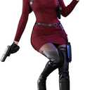 KIRA KIRA Adaa Wongg Cosplay Doki-R R E4 Ada Cosplay Costume Burgundy Dress Outfit for Halloween (Small)