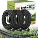 3 Pack Short Soaker Hose 15 Ft for Garden Beds, 1/2 50 ft Soaker Hose for Foundation Watering, 70% Water Saving Drip Hose Irrigation for Lawn, Landscaping, Garden (15 FEET x 3PACK, Black)