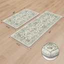KIMODE Anti Fatigue Kitchen Mat Set, Non Slip Waterproof Kitchen Rug Set of 2, Boho Rugs for Kitchen, Ergonomic Standing Kitchen Sink Mats for Floor, 17"x29.5"+17" x47, Green