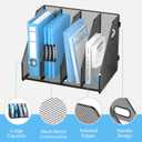 SUPEASY Binder Organizer, Magazine File Holder with 4 Vertical Compartments Rack, Metal Desk File Organizer & Binder Holders, Magazine Organizers for Office Desktop, Home, School (Black)