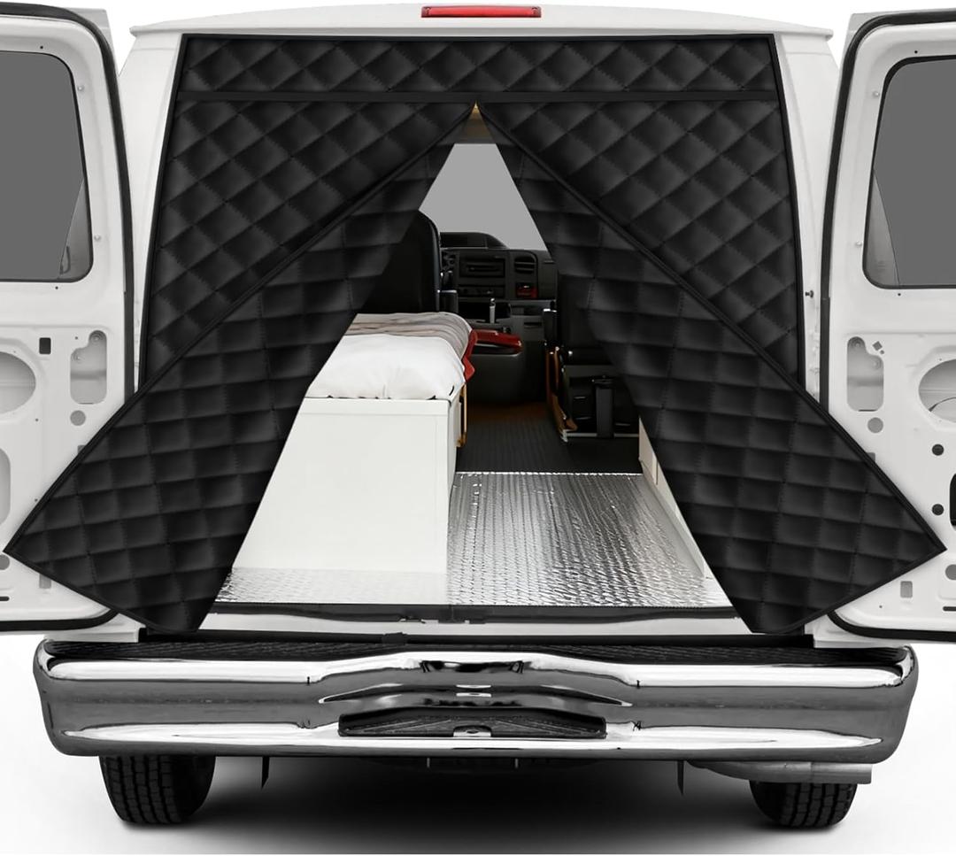Van Insulated Door Curtain for Rear Doors Magnetic Thermal Cover for Ford E-Series/Econoline/Club Wagon 2003-2025 - Keep Heat in & Cold Out for Winter Camper Van