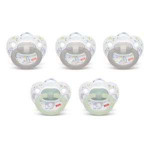 NUK Comfy Orthodontic Pacifiers for 0-6 Months BPA-Free, 5-Pack, Soft & Durable Design for Baby Comfort
