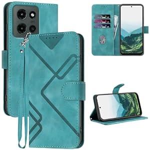 JHWVVTF for Moto G 2025 Case Wallet, Card Holder Leather Kick-Stand, Wrist Strap, Magnetic Closure, Shockproof Protective Pattern Flip Cases Cover for Moto G - 2025 (Green)