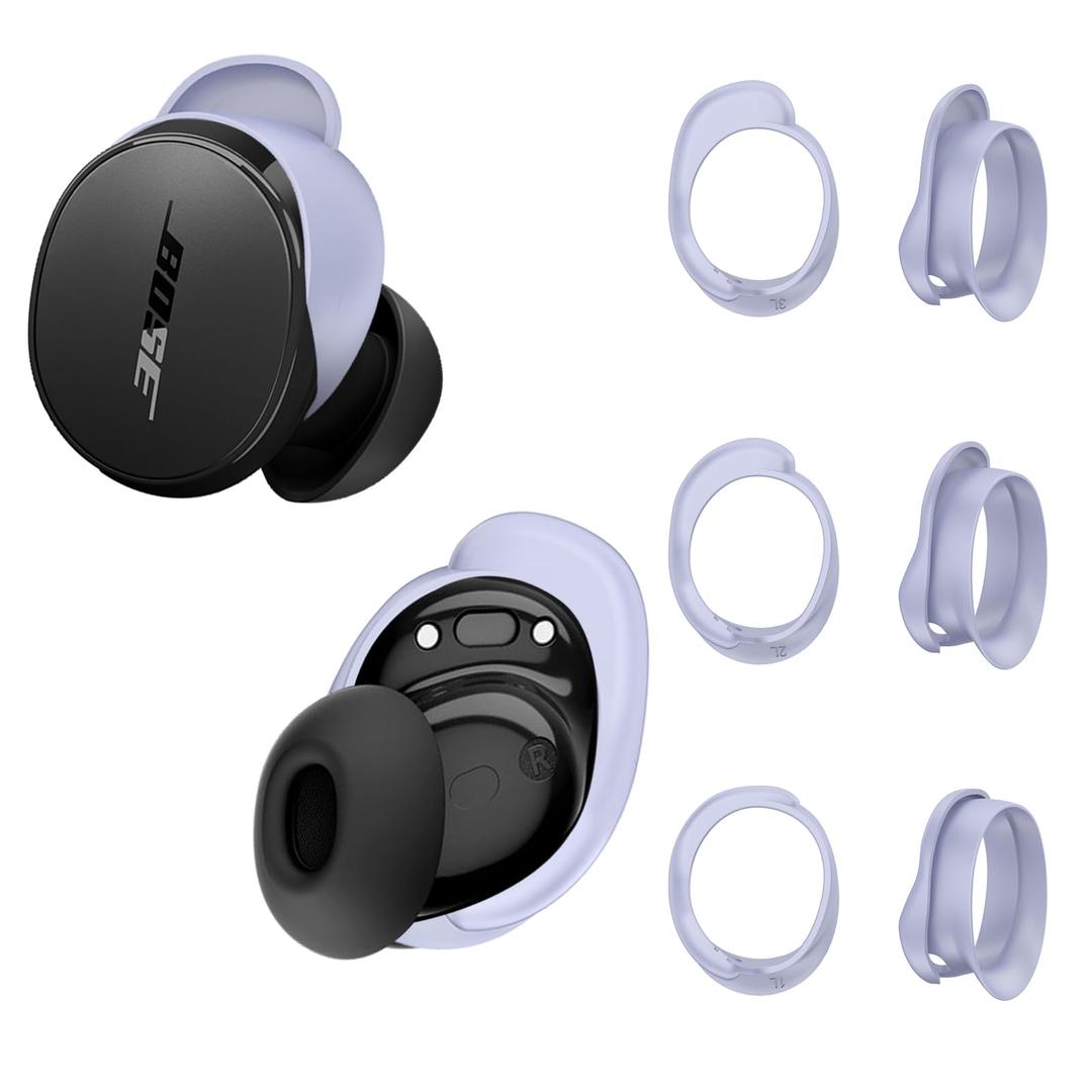 [3 Pairs] Ear Tips Covers for New Bose QuietComfort Earbuds, Sport Anti-Slip EarTips Silicone Anti Scratches Replacement Ear Covers Earbuds Accessories (Purple)