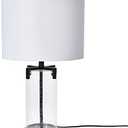 Tempered Glass Transparent Base Table Lamp with Drum Shade