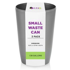 HOLDN STORAGE Small Open-Top Trash Can - for Kitchen, Office, Dorm, Bathroom - Compact Waste Bin for Tight Spaces - Bathroom Trash Bin - 10.5 x 7.5, Silver Brushed - Pack of 2