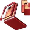Cresee Case for Samsung Galaxy Z Flip 7 (2025) with Built-in Cover Screen Protector, Thin Hard Matte Polycarbonate Phone Case for Galaxy Z Flip7 - Red