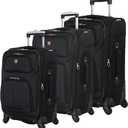 SWISSGEAR Sion Softside Expandable Spinner Luggage Durable Lightweight Travel Suitcase, Black, 3-Piece Set (21/25/29)